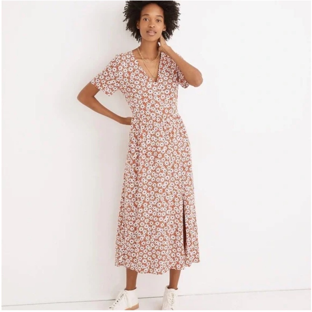 Like New Madewell Clara Midi Dress in Falling Daisies, Sizes XXS